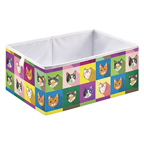 Faces de gato Cubo Bin Bin Cubos de armazenamento dobrável cesta de brinquedos à prova d'água para caixas de organizador