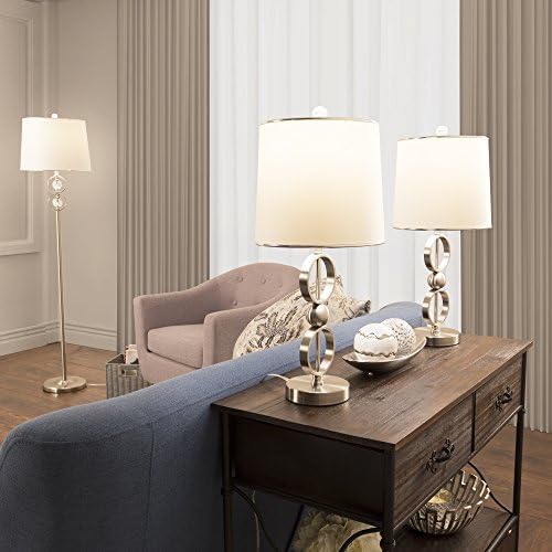 Lâmpadas de mesa e lâmpadas de piso conjunto de 3, aço escovado moderno por casa luxuosa 15 x15 62.5