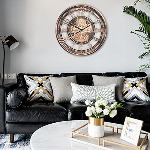 Relógio de parede da engrenagem de movimentação de clxxEast para decoração moderna da sala de estar, grande relógio de parede industrial