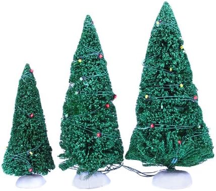 Departamento 56 Snow Village iluminada árvores cintilantes Conjunto de acessórios de Natal de 3 peças