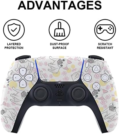 Happy Dogs Group French Bulldog Protetive Skin Cover Design Wrap Decalter Compatível com PS5 Digital Edition Console e Controlador