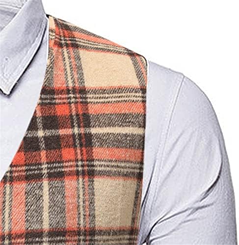Coloque casual de negócios xzhdd para homens, peito de peito simples V pescoço slim fit formal cheched button colete sem mangas
