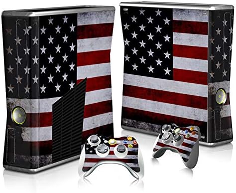 Capa de decalque de vinil de capa de pele skown para Xbox 360 Slim Console e Controladores Remotos Flag da American