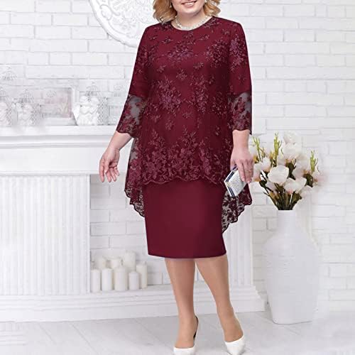 Fragarn Dress for Women Women's Women Casual Fashion Lace Borderyer Longo Longo Duas Pedgas Vestido de Conjunto