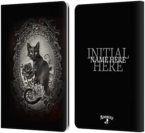Projetos de capa principal licenciados oficialmente personalizados personalizados Alquimia Gothic Nine Lives de Poe Skulls Nome e Livro de couro Inicial Capa de carteira compatível com Kindle Paperwhite 1/2 / 3