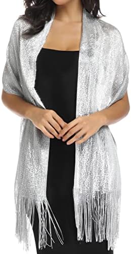 Rheane Sparkling Metallic Shawls and Wraps com fivela para festas de festas noturnas festa de casamento