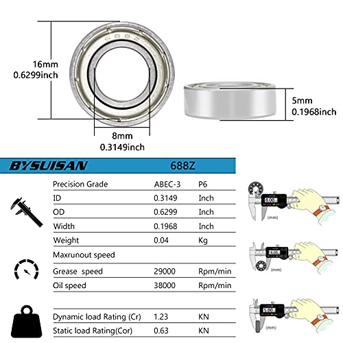 Bysuisan 688 ZZ ABEC 3 Rolamentos de esferas miniaturas de blindagem dupla para rolos de skate skate rolos de skate scooters 3d