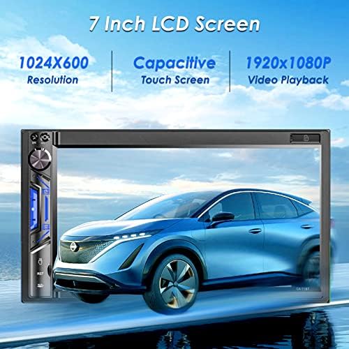 Double Din Din Bluetooth Car estéreo: Receptor de áudio de carro sensível ao toque LCD de 7 polegadas - MirrorLink MP5