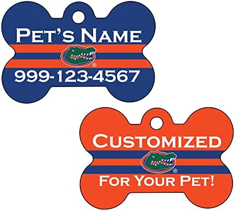 Florida Gators de 2 lados de identificação de animais de estimação Tag | Oficialmente licenciado | Personalizado para o seu animal
