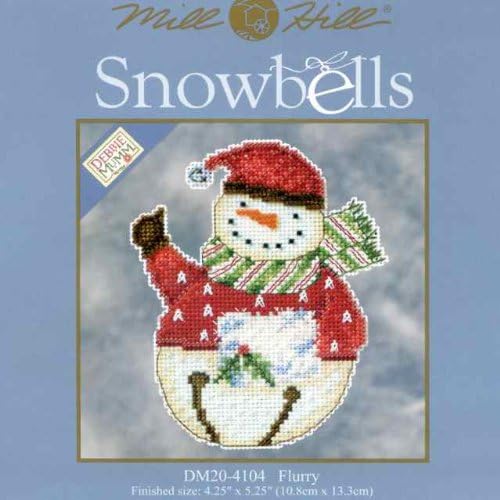 Mill Hill Snowbells Ornamento de Natal de Debbie Mumm Counted Kit Cross Stitch W/ Glass Flurry DM204104