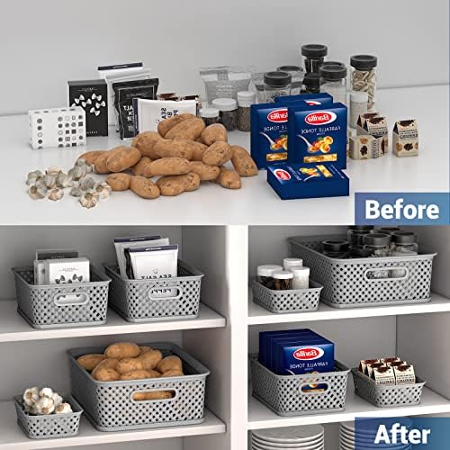 Organização e armazenamento maxgear 3 pacotes, cestos de armazenamento de armazenamento de plástico, bandas de organizadoras cestas