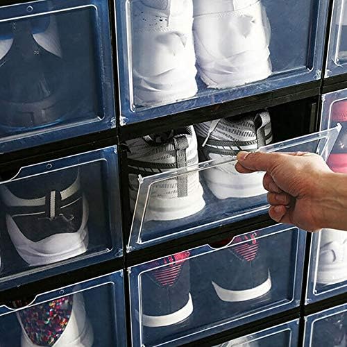 Caixa de sapatos empilháveis ​​Anncus Caixa de tampa transparente de tampa transparente Caixa de sapatos de sapatos plástico caixa de sapatos de armazenamento Organizer Rack - Rack -