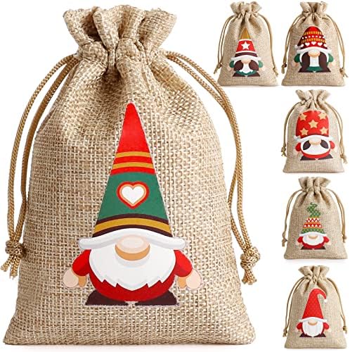 Sacos de presente de Natal de Wentao com cordão, 24pcs de pérola de juta de Natal, sacos de presente de 4 x 6 mas, pequenos