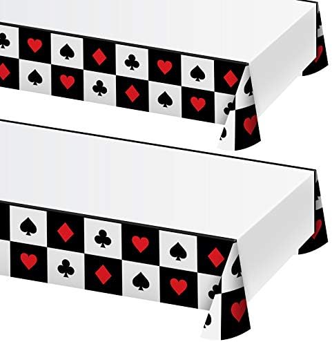 Suprimentos para festas noturnos de jogo de cartas - tampa de mesa de plástico 2 pacote para festas de cassino, pôquer