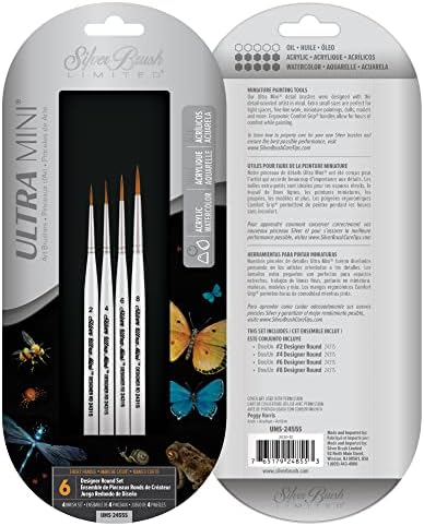 Silver Brush Limited Ultra Mini Ultimate Round Brush Conjunto, escovas de acrílico e aquarela, escovas de arte de mão