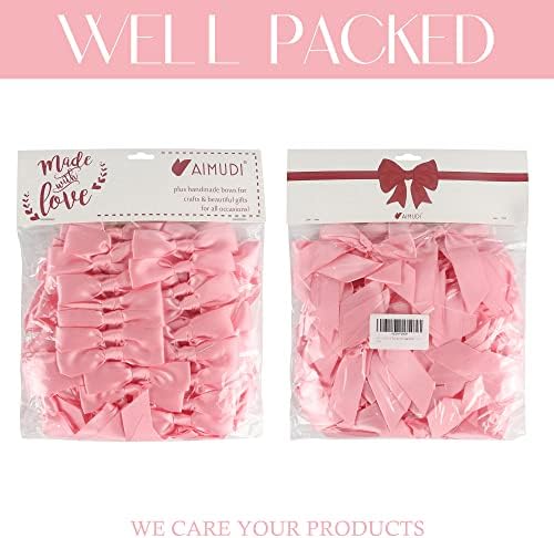 Aimudi Baby Pink Cetin Ribbon Twist Trecy Baws 3,5 Rosa claro Arcos premiados Arcos de artesanato pré -fabricos para sacos de tratamento Bolo de bolo de embrulho de cesta de casamento Favores