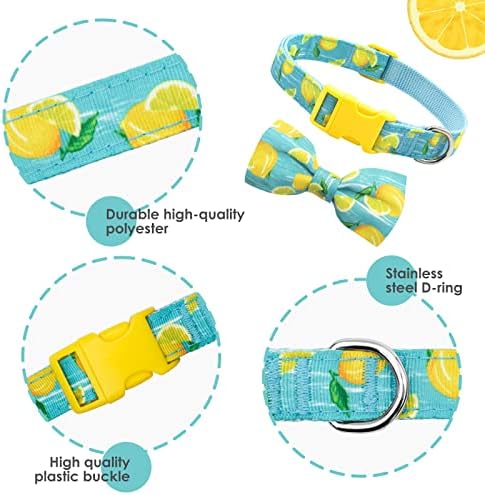 Azuza Dog -Collar Trecy Bow Lemon Soft Ajustável Removível Tirada de gravata borboleta colares para cães pequenos