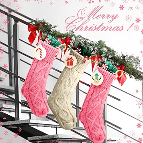 Pacote de 4 meias de Natal Cabão malha de meia decorações Decorações de 18 polegadas de Natal grandes meias clássicas de tricotarias de malha para festas de férias em família Decoração