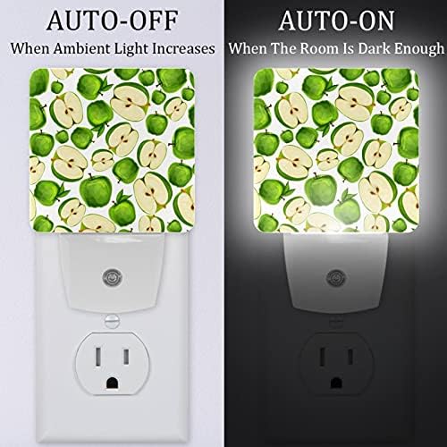 Rodailycay sensor de luz leve folhas de frutas verdes claras, 2 pacotes de luzes noturnas se conectam na parede, luz noturna