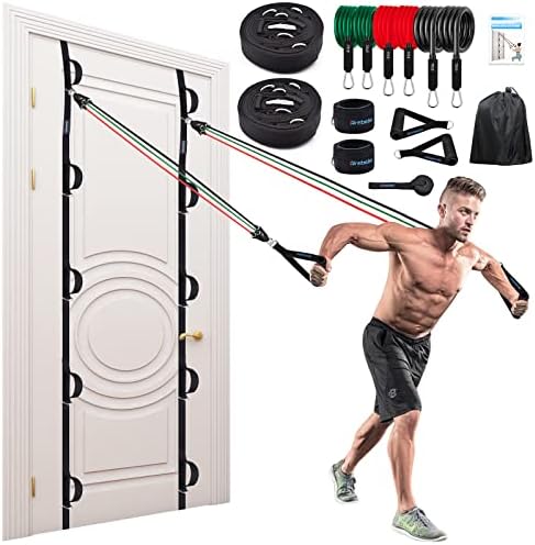 Brebebe Door Anchor Strap para exercícios de bandas de resistência, acessórios para academia de âncora de vários pontos para fitness home, equipamento de exercícios de resistência à banda portátil, fácil de instalar, sem soco, sem pregos