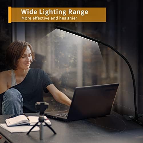 Lâmpada de mesa LED ECHEAIO com grampo, lâmpadas de mesa para escritório em casa, 3 modos e 10 níveis de brilho, clipe