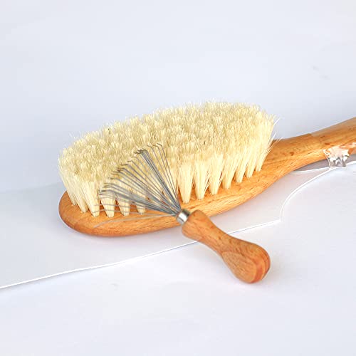 Redecker Natural Pig Creristle Children Hairbrush com alça de madeira de faia encerada, 7-1/4 polegadas