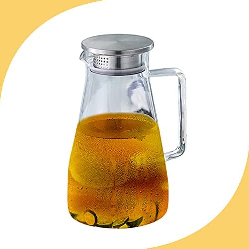 Bule de chá transparente do doitool 1. 8l jarro de vidro de vidro com tampa de bebida jarro com jarra de água de bico para bebidas de