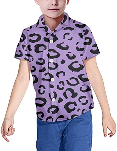 Moda coloranimal Manga curta Button Down Down para menino verão Hawaiian T-Shirt Tee Tops de 7-16