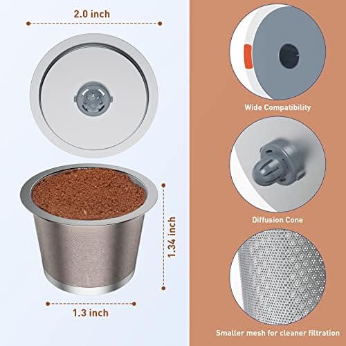 Filtros de café K da xícara de Keurig Reutilizável, Filtro de Filtro de Copas Recarias de Aço Axilável Universal de Aço Anterior