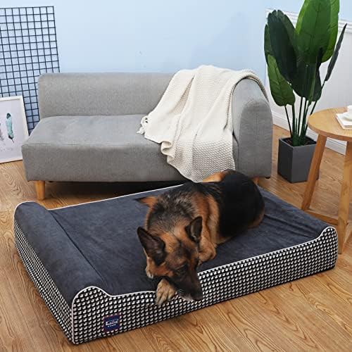LAIFUG ORTHOPEDIC Memory Foam Bed Campa de cachorro extra grande com travesseiro e revestimento durável à prova de
