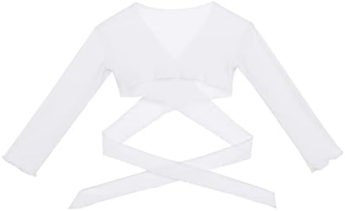 Huimingda Girls 'Dance Wrap Tops Cardigan de balé de manga comprida com fechamento de gravata ajustável