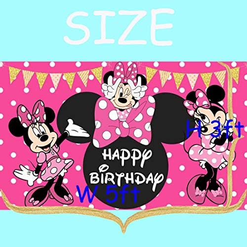 Minnie Mouse Party Supplies Fotografia Caso-pano de fundo 5x3ft Mickey 1º aniversário Antecedentes Princess Girls Hot Pink Decoration