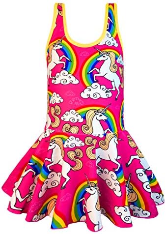 Kukiee Girls One Piece Rainbow Unicorn Swimsuit Star