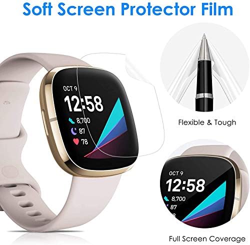 Protetor de tela de 12 pacote Nanw compatível com Fitbit Versa 4/Sense 2/Sense/Versa 3, cobertura completa de cobertura