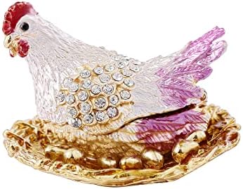 Ingbear fofo rosa estatueta de bugiganga de arco de galinha, presente único para o dia das mães, caixa de jóias esmaltadas