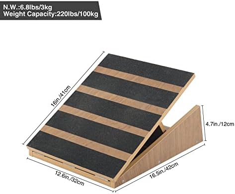 Lineslife Wooden Slant Board | Placa de inclinação ajustável e maca de bezerro | Placas de inclinação de madeira com superfície