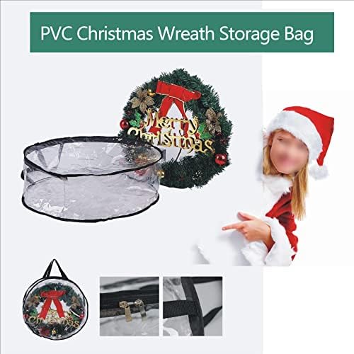 PetPhindu Christmas Wreath Storage Bolsa com alça reforçada Bolsa de armazenamento de grinaldas de Natal de Natal Rodada