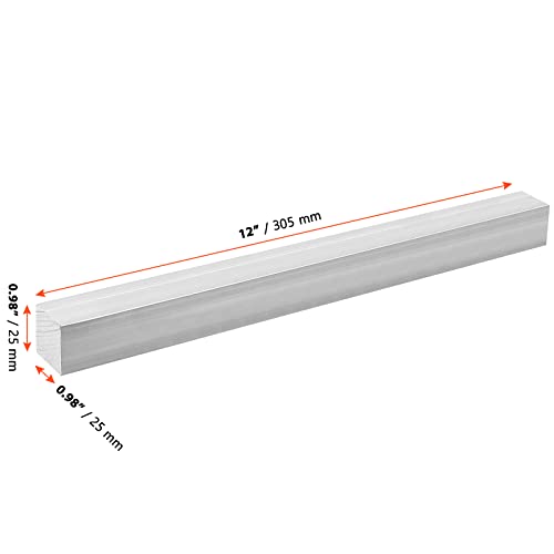 Sinjeun 4 pacote 1 x 1 polegada de alumínio quadrado, 12 polegadas de comprimento +0 polegadas/-.