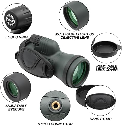 Tydeux K4-PRISM HD 10x50 Telescópio monocular e mais quente da lente DC, lente de lente Dew Strip, regulador de temperatura