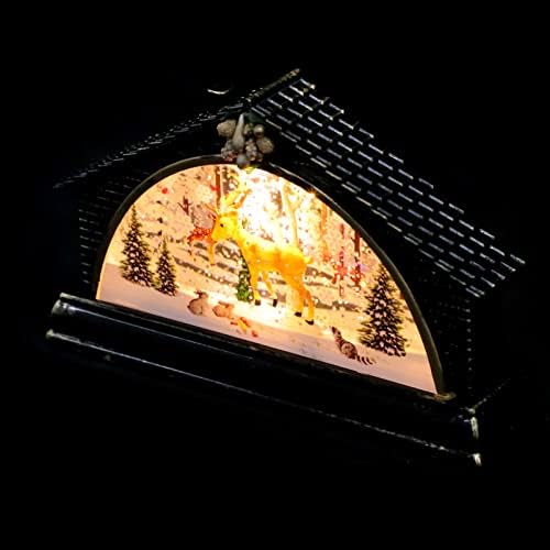 Luxshiny Vintage Home Decor Led Christmas Snow Village House, Illuminated Christmas House Figuras Rena Rena