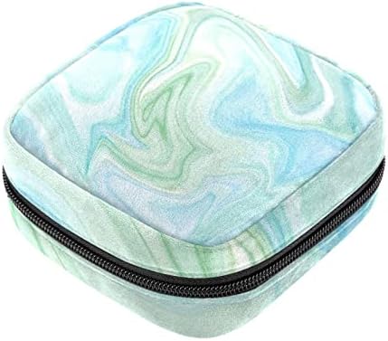Bolsa de armazenamento de guardanapo sanitário de oryuekan, bolsas de zíper menstrual reutilizável portátil, bolsa de armazenamento de tampões para mulheres meninas, arte de mármore azul verde Arte moderna