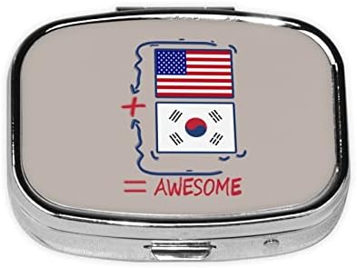 American Korean Flag Square Mini Box Caixa de metal Metic Mediciner Organizador Viagem Casa portátil amigável