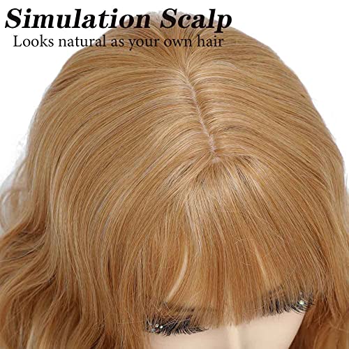 Soku Strawberry Blonde Synthetic Wig 20 Cabelo liso natural com franja Fringe Flawless Hairleless Machine fabricada