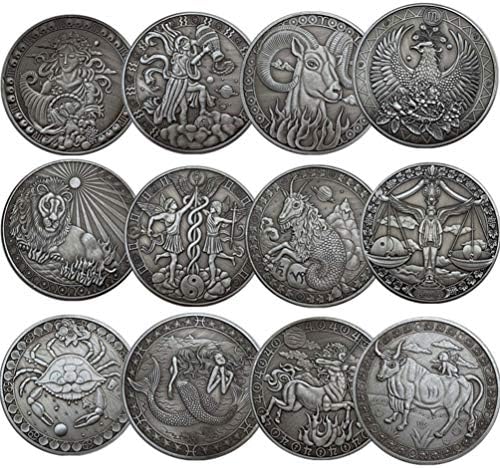 Coins de sorte antigo 12 constelações constelações comemorativas de moedas de lembrança Áries // gemini // virgo/ libra //