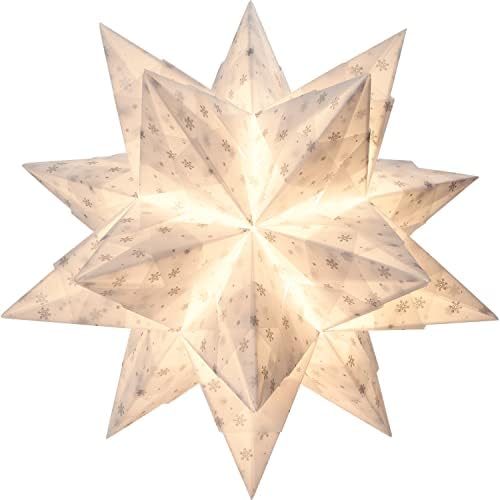 Folia Craft Set Bascetta, feita de flocos de neve branca/prata transparentes, 20 x 20 cm, 32 folhas, tamanho final da estrela de papel aprox. 30 cm, com instruções detalhadas-ideais para decoração atemporal