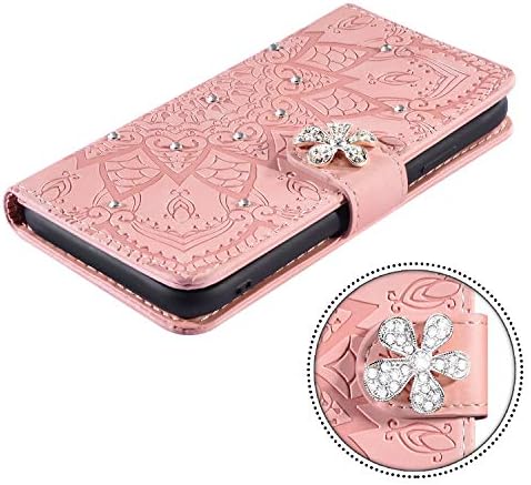 Ikasefu compatível com iphone 5s/se capa glitter shiestone cristal com esterco de flor Padrão de couro pu de couro de diamante