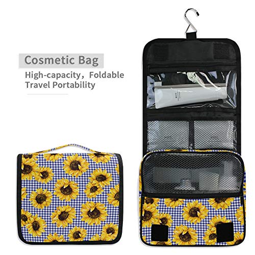 Alaza Girassol Blue Buffalo Bolsa Floral Viagem Floral Pendurado Hedanário Pendurado Multifuncional Caso Cosmético Portátil