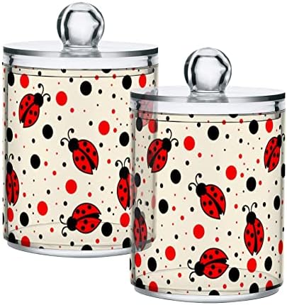Ladybugs Red Dots Cotton Swab Suports Recipientes de banheiro Jarros com tampas Conjunto de algodão Ball Pad Round Storler Jar para