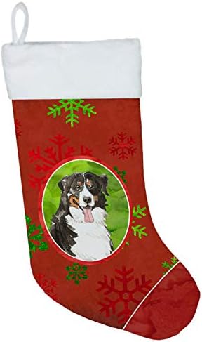 Tesouros de Caroline CK4035CS Natal Flakes de neve Bernese Mountain Dog Stocking, lareira pendurando meias de Natal Decoração de festas de festa de Natal Decorações de férias em família,