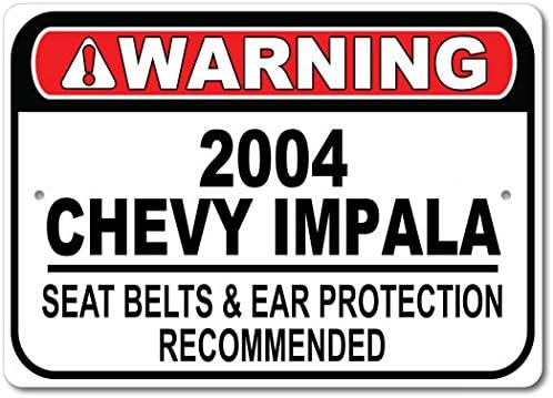 2004 04 Chevy Impala Seat Belt Recomendado Sinal rápido, sinal de garagem de metal, decoração de parede, sinal de carro GM - 10x14 polegadas